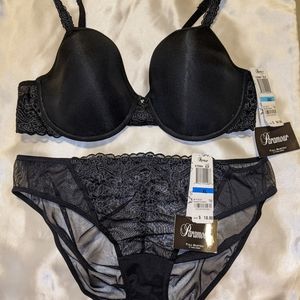 NEW Women's Black 2pc bra & panty set by Paramour in 38C & XL
